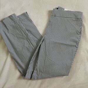 Black and White Striped Stretchy Chinos